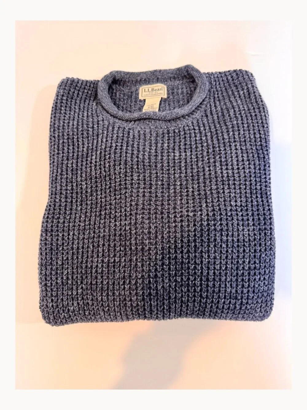 L.L.Bean Organic Cotton Rollneck Sweater Mens M Blue Gray